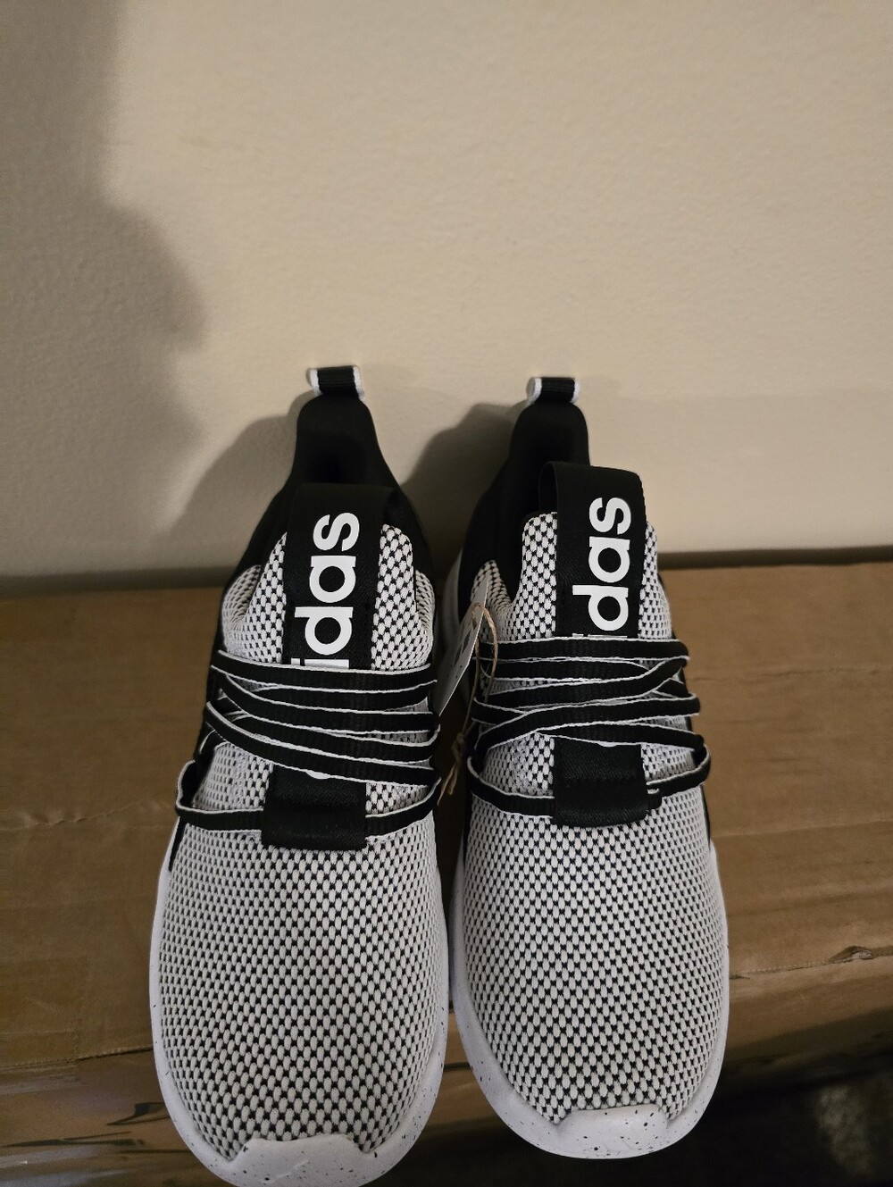 Adidas Kids Black & White Slip-On Mesh Sneakers with Bold Branding